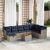 Image de vidaXL Salon de jardin 9 pcs avec coussins gris résine tressée 3325778
