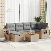 Image de Vidaxl Salon de jardin modulable - Lot de 7 pièces - Bois massif beige - 2 personnes