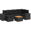 Image de Salon de jardin modulable - Lot 7 pièces - 6 personnes - Résine tressée noire - 62 x 93 x 69 cm