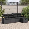 Image de Noir Vidaxl 5 personnes 5 pieces resine tressee 62 x 62 x 69 salon de jardin modulable