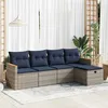 Image de vidaXL Salon de jardin 5 pcs avec coussins gris résine tressée 3325904