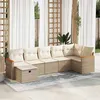 Image de Vidaxl Salon de jardin modulable - Lot de 7 pièces - Bois massif beige - 2 personnes - 1 table fixe extensible, 2 fauteuils, 2 canapés