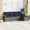 Image de vidaXL Salon de jardin 5 pcs avec coussins gris résine tressée 3325960