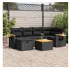 Image de Salon de jardin Vidaxl resine tressee noir 7 pieces x 62 x 69 6 personnes