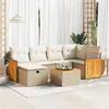 Image de Salon de jardin Vidaxl resine tressee beige 7 pieces x 59 x 69