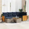 Image de vidaXL Salon de jardin avec coussins 7 pcs gris résine tressée 3326037
