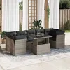 Image de Ensembles canapes. fauteuils et tables de jardin Vidaxl resine tressee gris 8 pieces 7 personnes