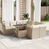 Image de Salon de jardin vidaxl rotin beige 8 personnes 100 x 55 x 73 cm 9 pieces