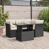 Image de Salon de jardin extensible Pack de 5 pièces noir résine tressée 4 personnes