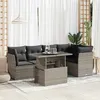 Image de Salon de jardin Vidaxl 5 personnes gris resine tressee 100 x 53 x 55 cm 6 pieces