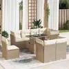 Image de Salon de jardin vidaxl resine tressee beige 8 personnes 55 x 53 x 55 cm 9 pieces
