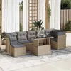 Image de Salon de jardin Vidaxl 8 pieces 7 personnes resine tressee 100.0 x 55 x 73 cm beige
