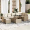 Image de Salon de jardin vidaxl 2 personnes beige resine tressee 62 x 65.5 x 69 cm 8 pieces
