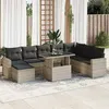 Image de Salon de jardin modulable - Lot de 9 pièces - 8 personnes - Résine tressée - Gris
