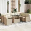 Image de Ensembles canapes. fauteuils et tables de jardin Vidaxl resine tressee beige 10 pieces x 65.5 x 69 9 personnes