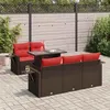 Image de vidaXL Salon de jardin avec coussins 6 pcs marron résine tressée acacia 3326415