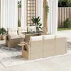 Image de Salon de jardin Vidaxl resine tressee beige 7 pieces 62 x 62 x 69 6 personnes