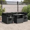 Image de Salon de jardin vidaxl 7 pieces noir resine tressee 62 x 62 x 69 cm 6 personnes