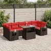 Image de vidaXL Salon de jardin avec coussins 8 pcs marron résine tressée acacia, ensemble de canapés d'extérieur, salon de jardin, 3326445