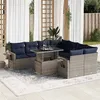 Image de vidaXL Salon de jardin avec coussins 9 pcs gris résine tressée acacia 3326452