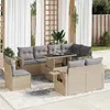 Image de Salon de jardin Vidaxl resine tressee beige 9 pieces x 62 x 69 8 personnes