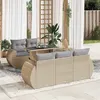 Image de Salon de jardin GENERIQUE resine tressee 6 pieces beige 62 x 71 x 69 cm 5 personnes