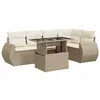 Image de Salon de jardin Vidaxl resine tressee beige 6 pieces 62 x 71 x 69 5 personnes