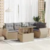 Image de Salon de jardin Vidaxl resine tressee beige 6 pieces x 71 x 69 6 personnes