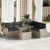 Image de Salon de jardin extensible - Lot de 7 pieces - Resine tressee Gris - 6 personnes - 1 table extensible 2 canapes avec rangement