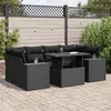 Image de Salon de jardin modulable GENERIQUE 7 pieces 6 personnes noir 100 x 55 x 73 cm resine tressee
