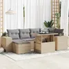 Image de vidaXL Salon de jardin avec coussins 7 pcs beige résine tressée, ensemble de canapés d'extérieur, salon de jardin, ensemble 3326830