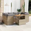 Image de Salon de jardin extensible - Lot de 7 pièces - 6 personnes - Résine tressée - Beige