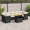 Image de Salon de jardin modulable - Lot de 8 pièces - 7 personnes - Résine tressée - Noir - Table extensible