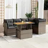 Image de GENERIQUE Salon de jardin modulable Lot de 6 pièces Résine tressée Gris 2 personnes - Table extensible 100x55x73 cm
