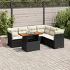 Image de Salon de jardin modulable vidaxl resine tressee 7 pieces noir 55 x 53 x 73 cm 6 personnes