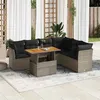 Image de GENERIQUE Salon de jardin modulable - Lot de 7 pièces - Résine tressée gris - 6 personnes - Table extensible 100x55x73 cm
