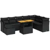 Image de Salon de jardin vidaXL 9 pcs avec coussins noir résine tressée 3326960