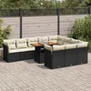 Image de vidaXL Salon de jardin 11 pcs avec coussins noir résine tressée, ensemble de canapés d'extérieur, salon de jardin, ensemble 3326975