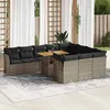 Image de Salon de jardin modulable vidaxl resine tressee gris 11 pieces 100 x 55 x 73 cm 2 personnes