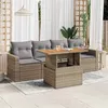 Image de Salon de jardin modulable vidaxl bois massif beige 5 pieces 100 x 55 x 73 cm 4 personnes
