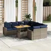 Image de vidaXL Salon de jardin 9 pcs avec coussins gris résine tressée, ensemble de canapés d'extérieur, ensemble de canapé d'angle 3327022