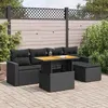 Image de vidaXL Salon de jardin 6 pcs avec coussins noir résine tressée 3327023
