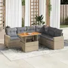 Image de Salon de jardin modulable GENERIQUE resine tressee 7 pieces 6 personnes 100 x 55 x 73 cm beige