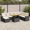 Image de Salon de jardin modulable - Pack de 9 pièces - résine tressée noir - 8 personnes