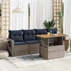 Image de vidaXL Salon de jardin 5 pcs avec coussins gris résine tressée, ensemble de canapés d'extérieur, ensemble de canapé d'angle 3327099