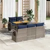 Image de vidaXL Salon de jardin 6 pcs avec coussins gris résine tressée, ensemble de canapés d'extérieur, ensemble de canapé d'angle 3327106