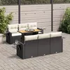 Image de Vidaxl Salon de jardin modulable - Lot de 7 pièces - Bois massif - Noir - 2 personnes - Table extensible