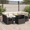 Image de Salon de jardin modulable GENERIQUE noir 6 personnes 7 pieces 55 x 55 x 37 cm resine tressee
