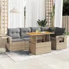 Image de Salon de jardin modulable vidaxl resine tressee beige 6 pieces 55 x 55 x 73 cm 2 personnes
