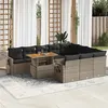 Image de Salon de jardin modulable Vidaxl resine tressee gris 11 pieces 100.0 x 55 x 73 10 personnes